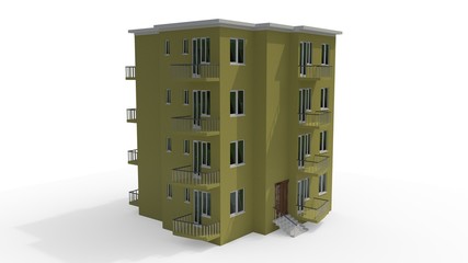 An architectural project that's under construction, yellow color 3d rendering