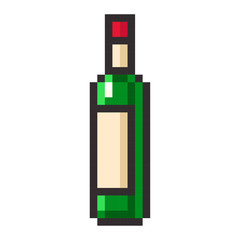 Bottle of wine pixel art cartoon retro game style - 186426272