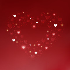 Fototapeta na wymiar Red and white hearts of Valentines Day in background, illustration vector eps10