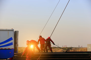 the oil workers are working