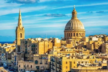 Deurstickers Valletta, Malta: aerial view from city walls in the morning. The cathedral © krivinis