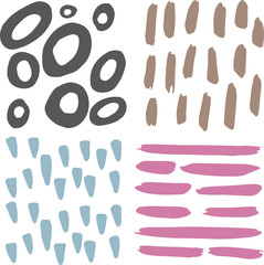 Hand drawn scribble and spot design elements. Fbstract textures