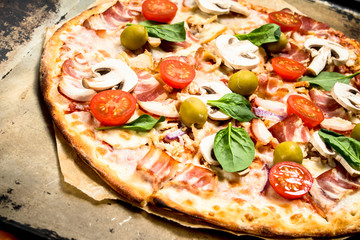 Mexican pizza with hot pepper.