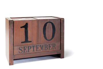 Wooden Perpetual Calendar set to September 10th