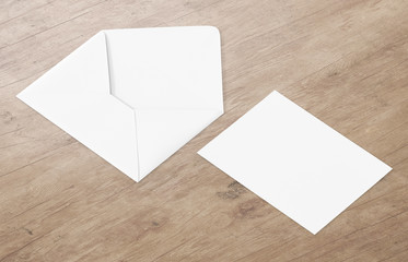 White blank envelope mockup and blank letterhead presentation template. Full Isolated.