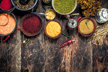 Various fragrant spices and herbs.