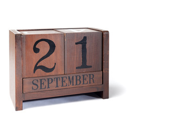 Wooden Perpetual Calendar set to September 21st