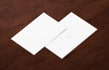 White blank envelope mockup and blank letterhead presentation template. Full Isolated.