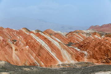 Rainbow mountains in asian geopark at China