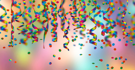 papierschlangen, konfetti, bunter hintergrund