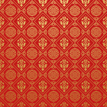Asian Red Wallpaper. Chinese and Japanese style. Vector illustration