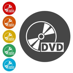 Black dvd icon isolated on white 