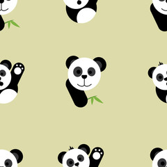 panda cute seamless pattern background