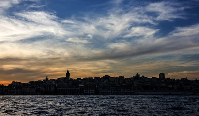 Fototapeta premium Istanbul sea front night view, Turkey