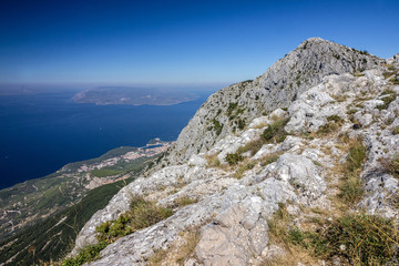 Croatia, Dalmatia, Biokovo mountains sea panoramic landscape