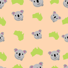 koala cute seamless pattern background