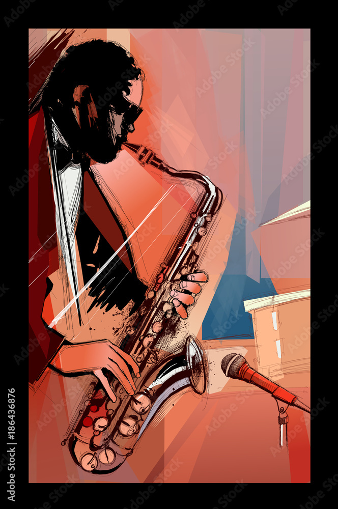Leinwandbilder saxophone player on grunge background