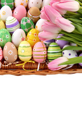 Decoration for the Easter holiday in which I mainly find Easter eggs and weed tulips.
