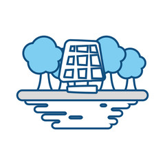 Solar panel on ground cartoon