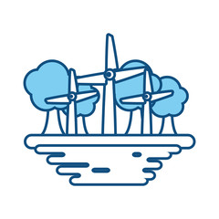 Wind turbines on ground cartoon