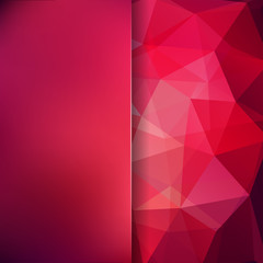 Geometric pattern, polygon triangles vector background in red tones. Blur background with glass. Illustration pattern