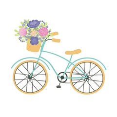 Fototapeta na wymiar Bicycle with a basket full of flowers