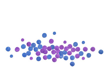 Purple glitter dots paper cut on white background - isolated