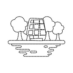 Solar panel on ground cartoon