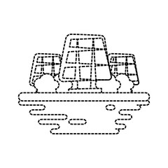Solar panels on ground cartoon