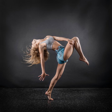 One person,  dancer, woman in dynamic beautiful action figure un