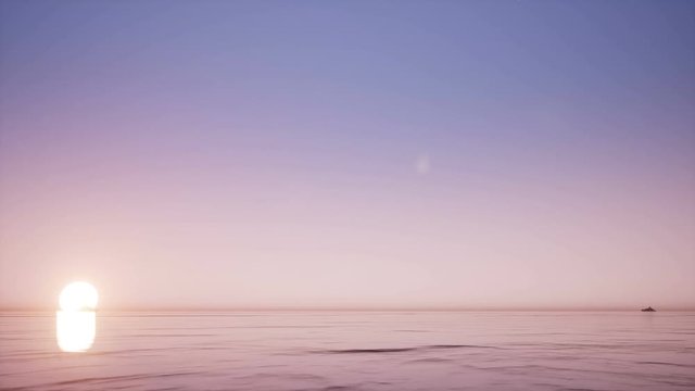Sunset - timelapse sun with boats and ocean