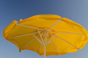 Colorful Beach Umbrellas against the blue sky