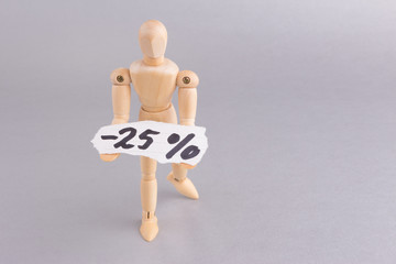 twenty five percent off with standing mannequin