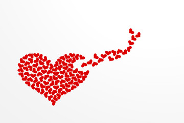 3d render of small hearts blowing away