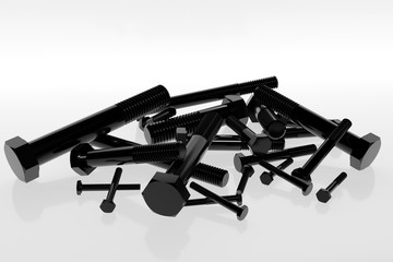 3d render of various metric bolts