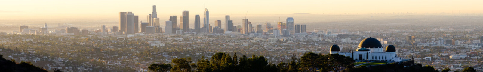 Beautiful Light Los Angeles Downtown City Skyline Urban Metropolis - obrazy, fototapety, plakaty