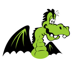 Colored illustration of a cartoon dragon.