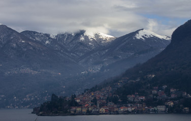 Picturesque Lake Como countries on a winter afternoon