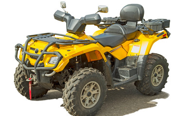 Working quadracycle  on a white
