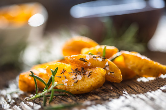Potatoes. Roasted american potatoes with rosemary salt and cumin