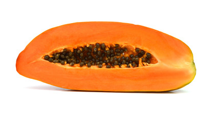 Papaya slice on white background