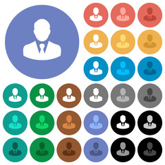Businessman avatar round flat multi colored icons