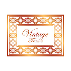 Retro ornamental golden frame. Flourished ornate border. Luxury elegant ornament. Vintage element. Template for design. Vector illustration