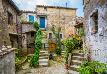 Scenic sight in Calcata, province of Viterbo, Lazio, Italy. - obrazy, fototapety, plakaty