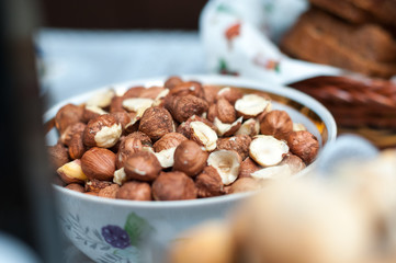 Hazelnuts in the bowl