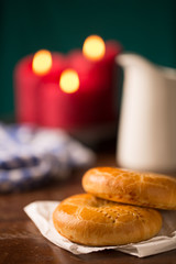 Fresh Mohnzelten with Candles and Milk Can