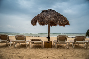 beach chairs looking toward horizon 