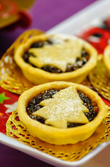 Closeup of home-made Christmas mince pies