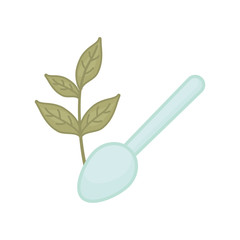 Spoon and tea plant