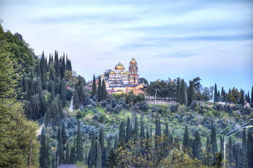 Fototapeta na wymiar Abkhazia. New Athos Simon the Zealot Monastery
